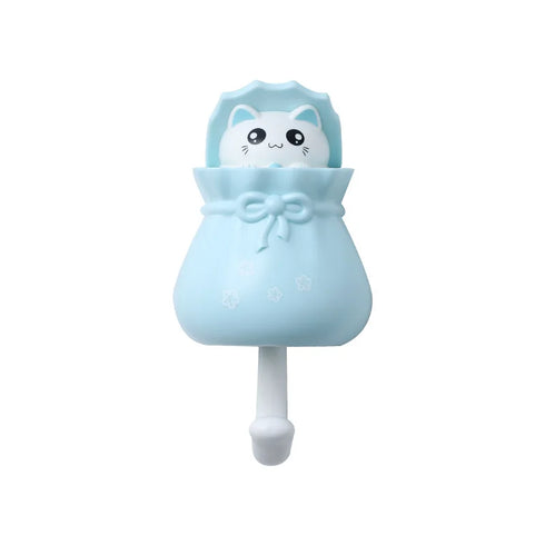 JAYA Cartoon Cat No-punch Rag Plug Plastic Hook for Kids Bathroom Creative Wall Hanging Key Hook