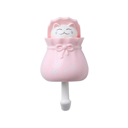 JAYA Cartoon Cat No-punch Rag Plug Plastic Hook for Kids Bathroom Creative Wall Hanging Key Hook