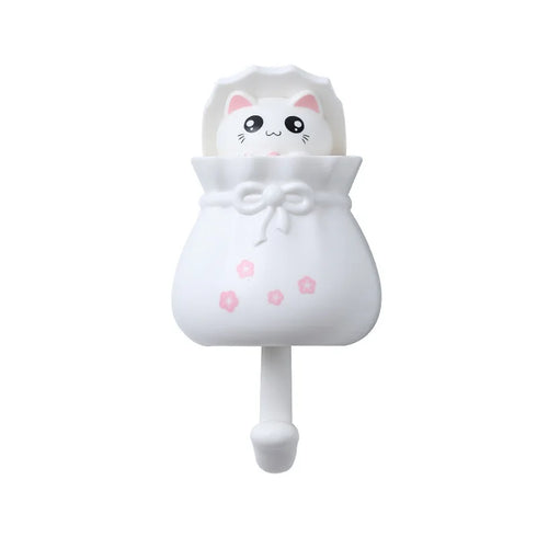 JAYA Cartoon Cat No-punch Rag Plug Plastic Hook for Kids Bathroom Creative Wall Hanging Key Hook