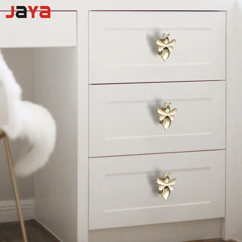 JAYA Children's Room Cabinet Drawer Cabinet Wardrobe Door Handle Personality Creative Apricot Leaf butterfly Bee Handle
