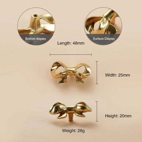 JAYA Chinese Brass Furniture Door Handle Pure Copper Flower Shaped Bow Wardrobe Door Handle Knobs