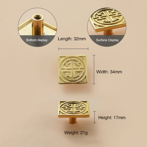 JAYA Chinese Brass Furniture Door Handle Pure Copper Flower Shaped Bow Wardrobe Door Handle Knobs