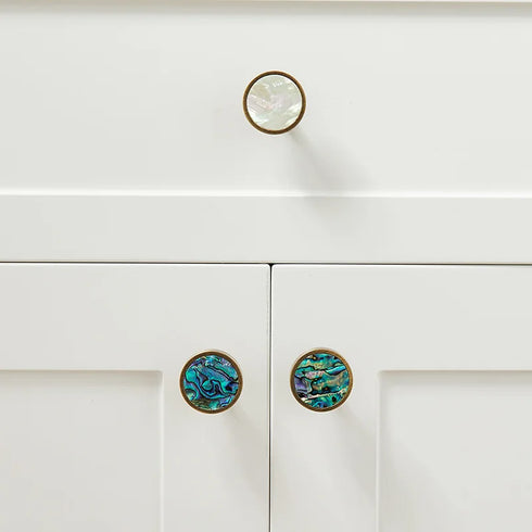 JAYA Colorful Shells Cabinet Knobs Drawer Knobs Brass Handle Knobs for Kitchen Living Room Furniture Door Handle