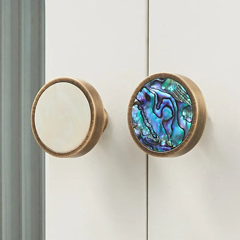 JAYA Colorful Shells Cabinet Knobs Drawer Knobs Brass Handle Knobs for Kitchen Living Room Furniture Door Handle