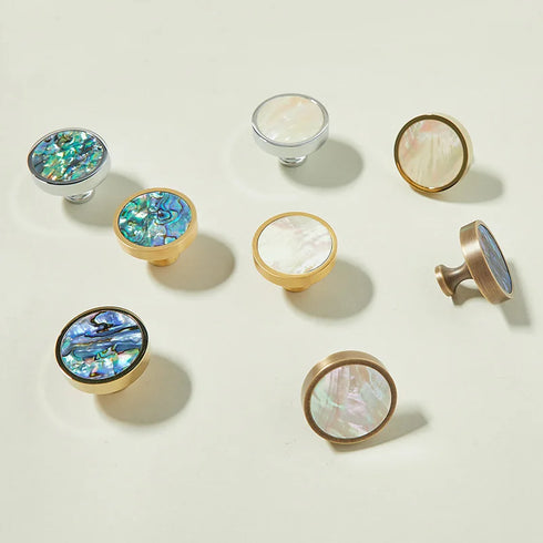 JAYA Colorful Shells Cabinet Knobs Drawer Knobs Brass Handle Knobs for Kitchen Living Room Furniture Door Handle