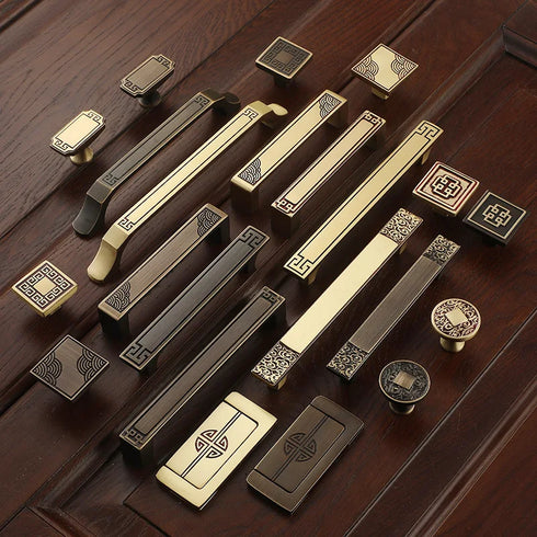 JAYA Copper Cabinet Door Handle Cabinet Door Gold Coffee Color Cabinet Furniture Door Handle Drawer Handle Knobs
