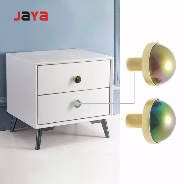 JAYA Copper brushed colorful pearl shell single hole zinc alloy handle simple drawer wardrobe cabinet door handle