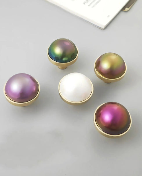 JAYA Copper brushed colorful pearl shell single hole zinc alloy handle simple drawer wardrobe cabinet handle