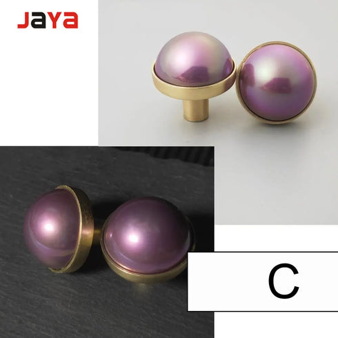 JAYA Copper brushed colorful pearl shell single hole zinc alloy handle simple drawer wardrobe cabinet handle