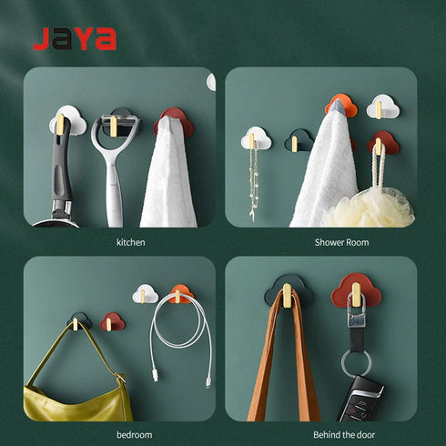 JAYA Creative Cloud Shape Wall 4 Pcs Perforation-free Non-trace Kitchen Bathroom Wall Hooks