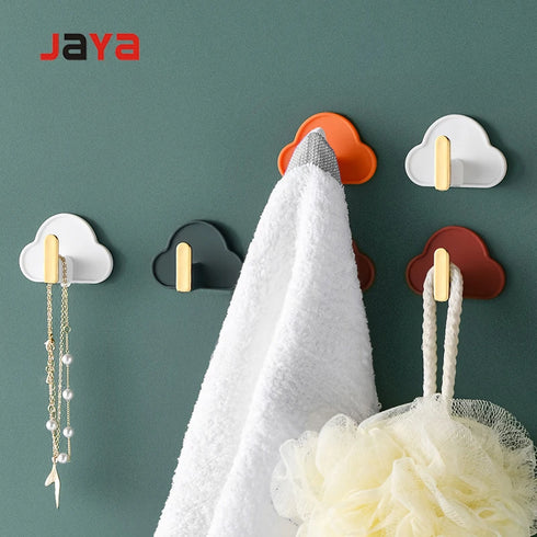 JAYA Creative Cloud Shape Wall 4 Pcs Perforation-free Non-trace Kitchen Bathroom Wall Hooks