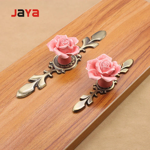 JAYA European-style  ceramics antique copper rose single cabinet hole furniture handle