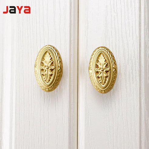 JAYA European Light Luxury Handle Brass Creative Wardrobe Wine Cabinet Drawer Bathroom Cabinet American Pure Copper Door Handle