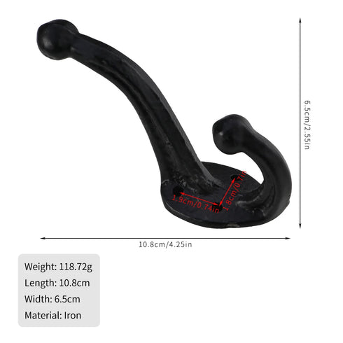 JAYA Factory Direct Sales Solid Parts European Industrial Style Coat Hook Cast Iron Door Back Hook Cast Iron Coat and Hat Hook