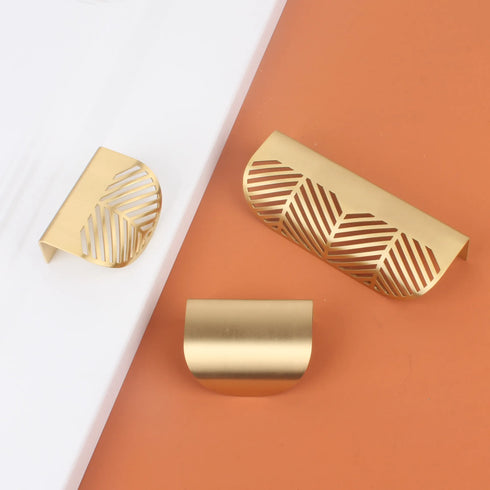 JAYA Furniture Handle Knob Nordic Light Luxury Brass Leaf and butterfly Shape Handle Without Punching  Copper Handle