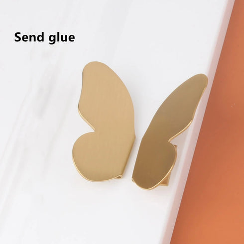 JAYA Furniture Handle Knob Nordic Light Luxury Brass Leaf and butterfly Shape Handle Without Punching  Copper Handle