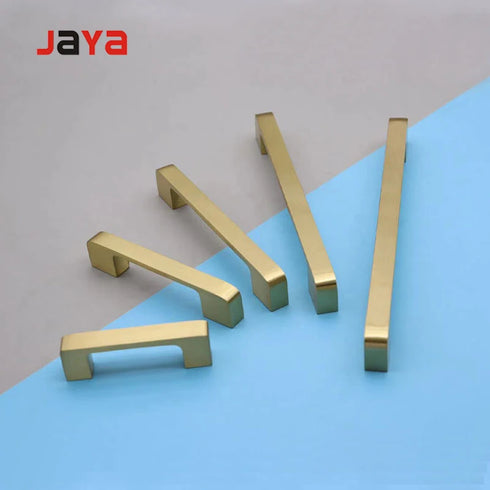 JAYA Gold Cabinet Drawer Pulls Kitchen Hardware - Brushed Brass Cabinet Handles t bar Door Pull