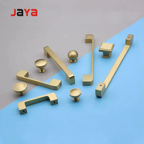 JAYA Gold Cabinet Drawer Pulls Kitchen Hardware - Brushed Brass Cabinet Handles t bar Door Pull