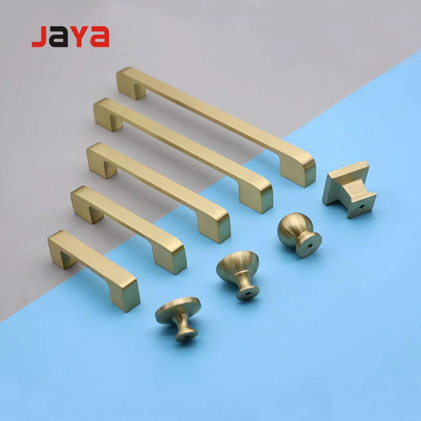 JAYA Gold Cabinet Drawer Pulls Kitchen Hardware - Brushed Brass Cabinet Handles t bar Door Pull