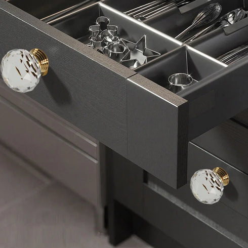 JAYA Gold Crystal Drawer Knob Glass Cabinet Door Pull Handles Luxury Knobs for Kitchen Furniture Cupboard Marble Resin Drawer