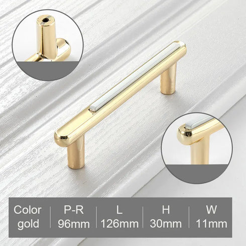 JAYA Golden Cabinet Door Handle Wardrobe Drawer Handle Modern Simple White Bright Gold Light Luxury Cabinet Single Hole Handle