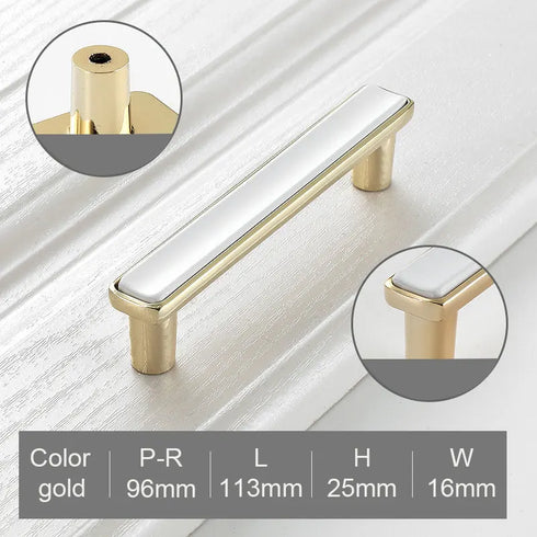JAYA Golden Cabinet Door Handle Wardrobe Drawer Handle Modern Simple White Bright Gold Light Luxury Cabinet Single Hole Handle