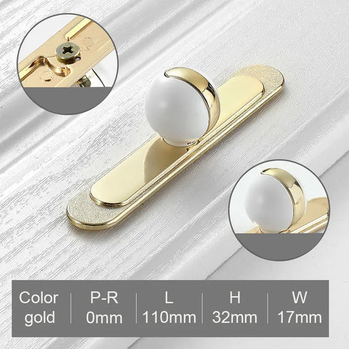 JAYA Golden Cabinet Door Handle Wardrobe Drawer Handle Modern Simple White Bright Gold Light Luxury Cabinet Single Hole Handle