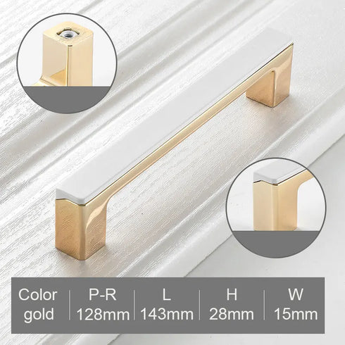 JAYA Golden Cabinet Door Handle Wardrobe Drawer Handle Modern Simple White Bright Gold Light Luxury Cabinet Single Hole Handle