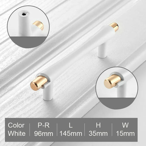 JAYA Golden Cabinet Door Handle Wardrobe Drawer Handle Modern Simple White Bright Gold Light Luxury Cabinet Single Hole Handle
