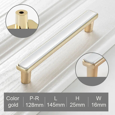 JAYA Golden Cabinet Door Handle Wardrobe Drawer Handle Modern Simple White Bright Gold Light Luxury Cabinet Single Hole Handle