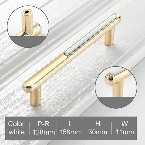 JAYA Golden Cabinet Door Handle Wardrobe Drawer Handle Modern Simple White Bright Gold Light Luxury Cabinet Single Hole Handle