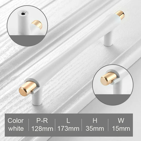 JAYA Golden Cabinet Door Handle Wardrobe Drawer Handle Modern Simple White Bright Gold Light Luxury Cabinet Single Hole Handle