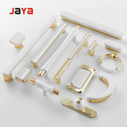 JAYA Golden Cabinet Door Handle Wardrobe Drawer Handle Modern Simple White Bright Gold Light Luxury Cabinet Single Hole Handle