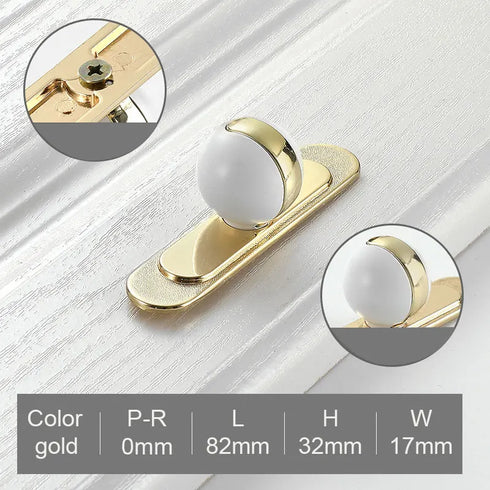 JAYA Golden Cabinet Door Handle Wardrobe Drawer Handle Modern Simple White Bright Gold Light Luxury Cabinet Single Hole Handle