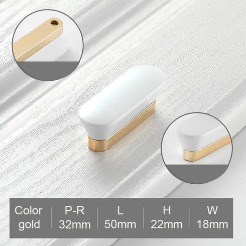 JAYA Golden Cabinet Door Handle Wardrobe Drawer Handle Modern Simple White Bright Gold Light Luxury Cabinet Single Hole Handle