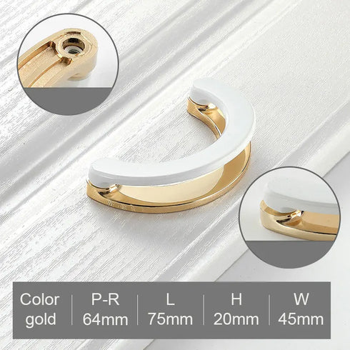 JAYA Golden Cabinet Door Handle Wardrobe Drawer Handle Modern Simple White Bright Gold Light Luxury Cabinet Single Hole Handle
