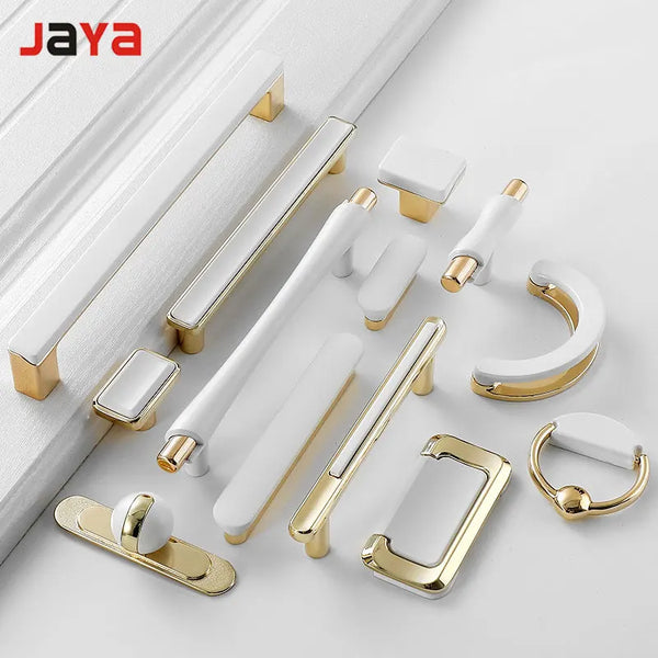 Golden Cabinet Door Handle Wardrobe Drawer Handle Modern Simple White Bright Gold Light Luxury Cabinet Single Hole Handle