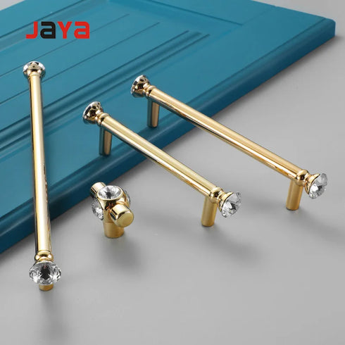 JAYA Golden Luxury Cabinet Door Crystal Rustic Handle Jean Cabinet Door Handle Drawer Cupboard Handles