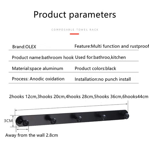 JAYA Heavy Duty Black Metal Hanger Hook Cloth Hanger Hooks Adhesive Wall Hooks