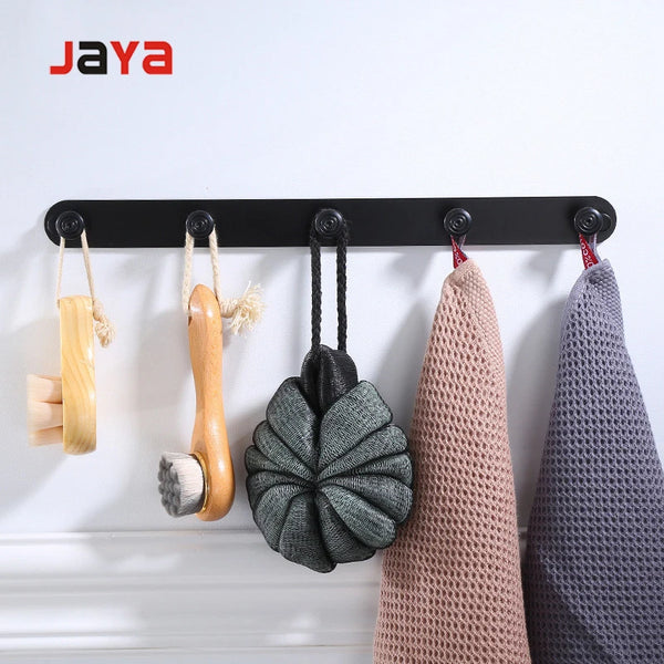 JAYA Heavy Duty Black Metal Hanger Hook Cloth Hanger Hooks Adhesive Wall Hooks