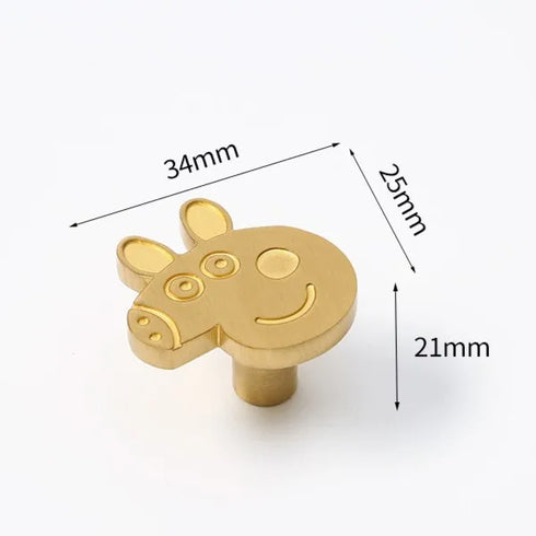 JAYA High Quality Cartoon Pattern Copper Handle Knobs Cabinet Cupboard Cabinet Solid Brass Furniture Door Handle