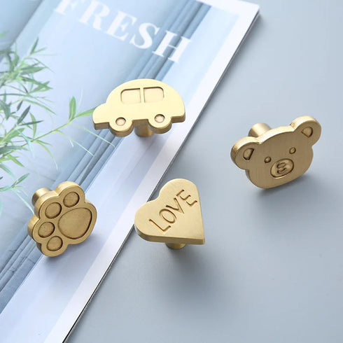 JAYA High Quality Cartoon Pattern Copper Handle Knobs Cabinet Cupboard Cabinet Solid Brass Furniture Door Handle