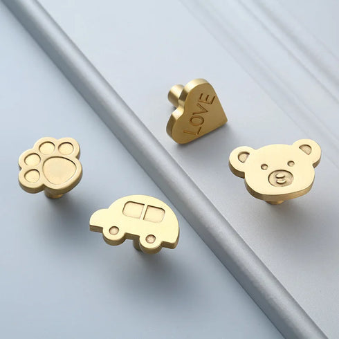 JAYA High Quality Cartoon Pattern Copper Handle Knobs Cabinet Cupboard Cabinet Solid Brass Furniture Door Handle