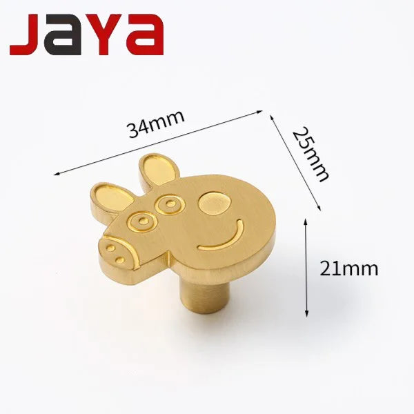 JAYA High Quality Cartoon Pattern Copper Handle Knobs Cabinet Cupboard Cabinet Solid Brass Furniture Door Handle