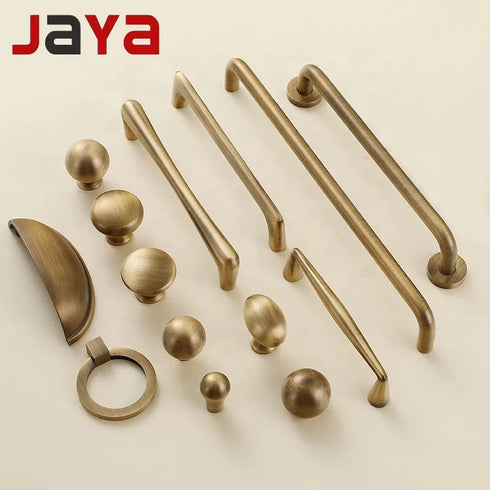 JAYA High Quality Luxury Modern Drawer Solid Brass Gold Pulls Knobs Kitchen Brushed Brass Cabinet Furniture Door Handle