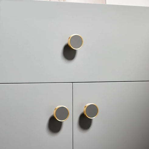 JAYA High Quality  Modern Leather Brass Handle Cabinet Wardrobe Door Light Luxury New Single-Hole Hardware Handle Knobs