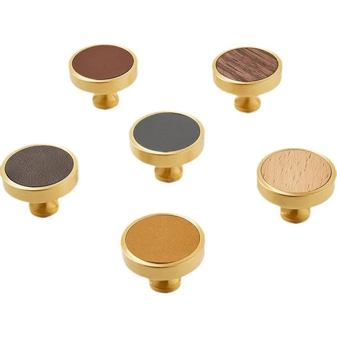 JAYA High Quality  Modern Leather Brass Handle Cabinet Wardrobe Door Light Luxury New Single-Hole Hardware Handle Knobs