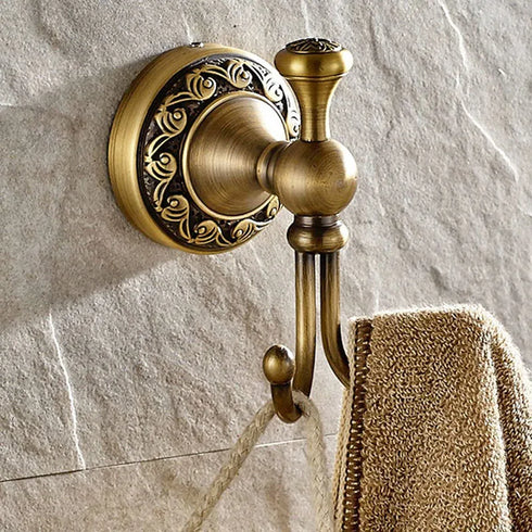 JAYA High Quality Modern Retro Antique Bronze Double Hook Towel Ring Pendant Bathroom  Wholesale Towel Hooks