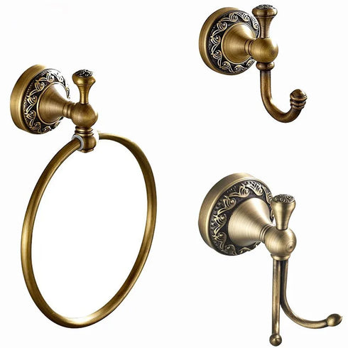JAYA High Quality Modern Retro Antique Bronze Double Hook Towel Ring Pendant Bathroom  Wholesale Towel Hooks