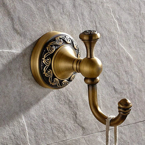 JAYA High Quality Modern Retro Antique Bronze Double Hook Towel Ring Pendant Bathroom  Wholesale Towel Hooks